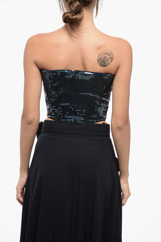 Corset Designed Sequined Tube Top