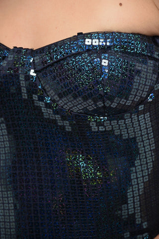 Corset Designed Sequined Tube Top