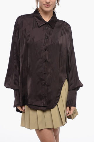 Camicia In Satin Cut-Out con Logo All-Over