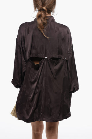 Camicia In Satin Cut-Out con Logo All-Over