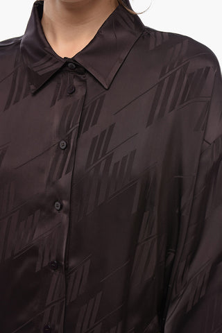 Camicia In Satin Cut-Out con Logo All-Over