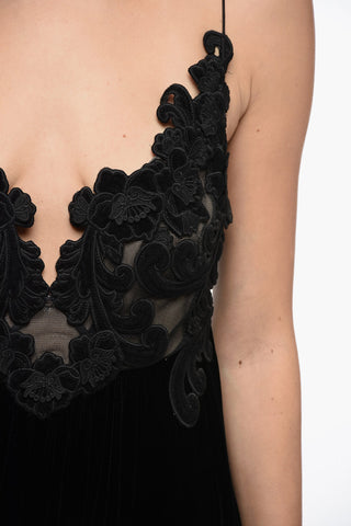 Velvet Dress with Embroidered Bodice