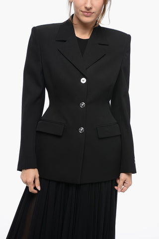 Blazer in Lana con Spalline Imbottite