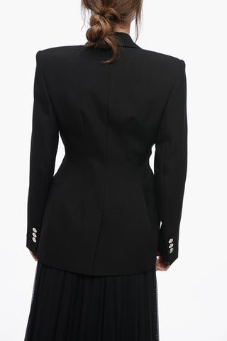Blazer in Lana con Spalline Imbottite