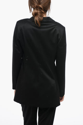Wool Tweed Blazer with Fitted-Fit