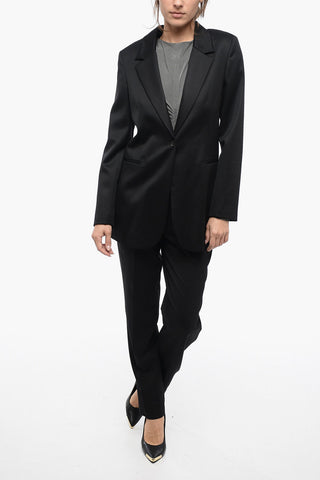 Wool Tweed Blazer with Fitted-Fit