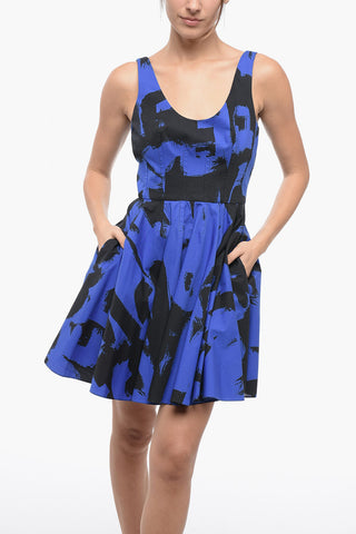 Printed Popeline Flared Dress