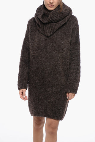 Knitted Midi Dress with Asymmetric Design