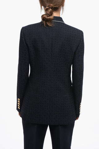 Jacquard Double-breasted Blazer with Horsebit Motif