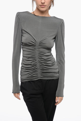 Top Drappeggiato con Spalle Imbottite