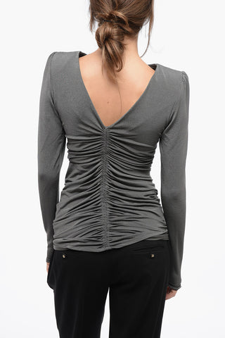 Top Drappeggiato con Spalle Imbottite