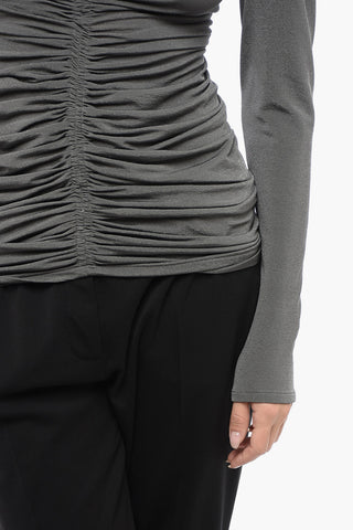 Top Drappeggiato con Spalle Imbottite