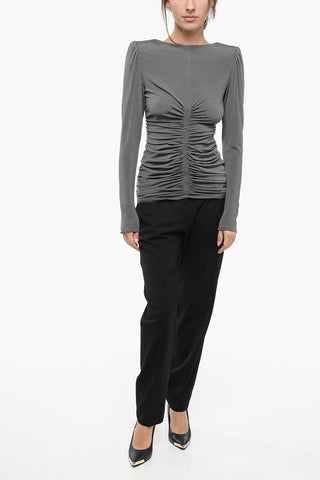 Top Drappeggiato con Spalle Imbottite
