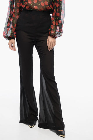 See Through Silk Chiffon Bootcut Pants