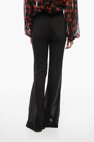 See Through Silk Chiffon Bootcut Pants