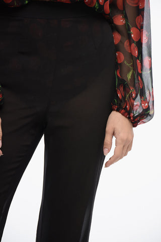 See Through Silk Chiffon Bootcut Pants