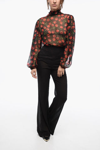 See Through Silk Chiffon Bootcut Pants