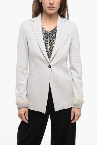 Blended Wool Blazer with Shimmer Ribbed Cuffs
