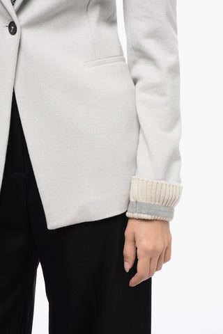 Blended Wool Blazer with Shimmer Ribbed Cuffs