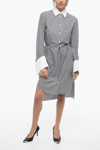 Asymmetric Striped Chemisier with Maxi Cuffs