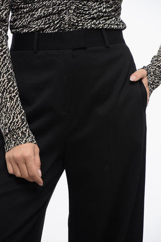 Virgin Wool Baloon-Fit Pants with Embroidered Logo