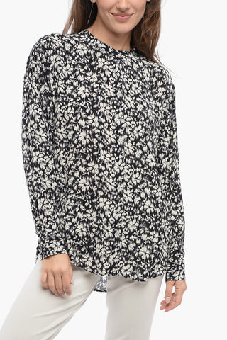 ETOILE Floral Motif Shirt with Mandarin Collar