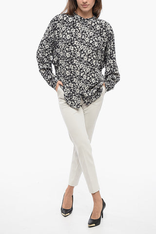 ETOILE Floral Motif Shirt with Mandarin Collar