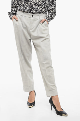 Stretchy Wool Pants with Elastic Waist Band