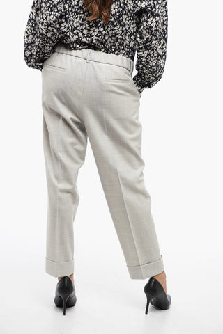 Stretchy Wool Pants with Elastic Waist Band