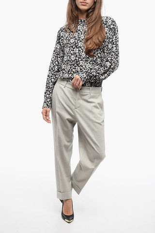 Stretchy Wool Pants with Elastic Waist Band