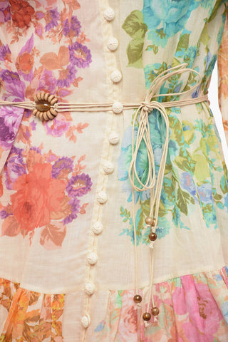 Floral Patterned RAIE LANTERN Dress with Belt