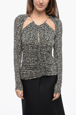 Cut-Out Abstract Motif Top with Draped Detailing
