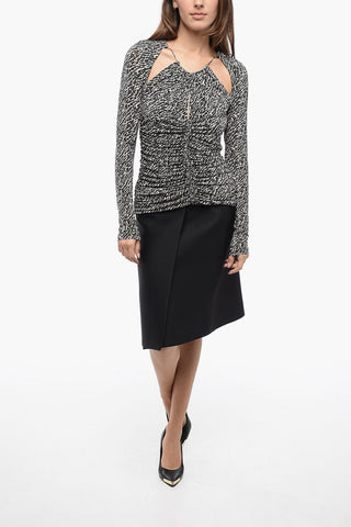 Cut-Out Abstract Motif Top with Draped Detailing