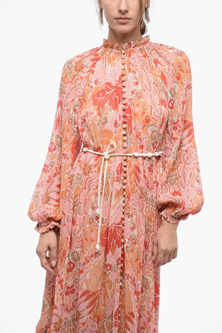 Ruffled Maxi Dress with Shell Belt