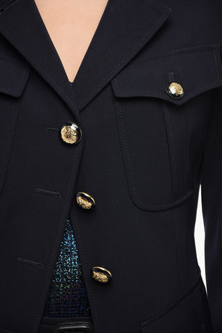 Blazer Sahariano in Misto Lana con Rever Classico