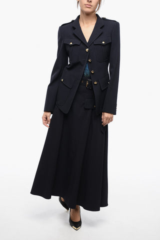 Blazer Sahariano in Misto Lana con Rever Classico