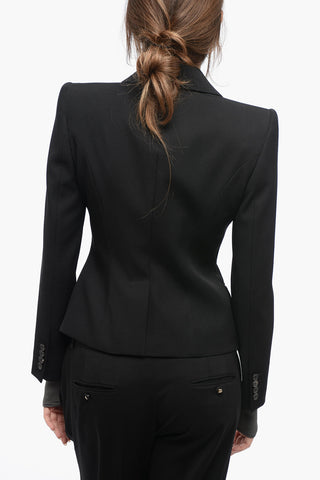 Wool Slim Fit Blazer with Zip Details