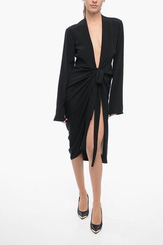 LUXOR Silk Blend Chiffon Wrap Dress