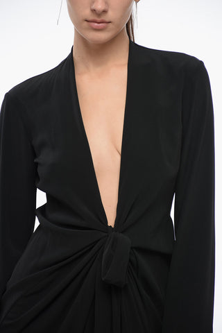LUXOR Silk Blend Chiffon Wrap Dress