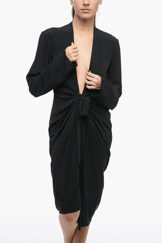 LUXOR Silk Blend Chiffon Wrap Dress