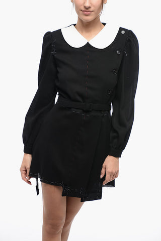 MM2 Wool Raw-cut Dress with Belt