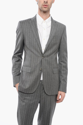 CC COLLECTION Virgin Wool Side Vents 2-Button Suit With Belt Loops