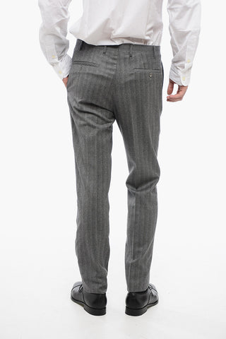 CC COLLECTION Virgin Wool Side Vents 2-Button Suit With Belt Loops