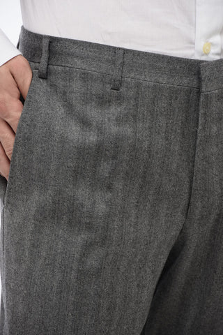 CC COLLECTION Virgin Wool Side Vents 2-Button Suit With Belt Loops