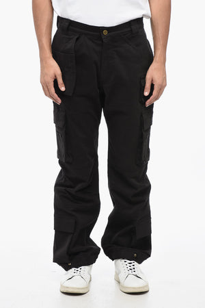 Cotton Cargo Trousers with Gold Button
