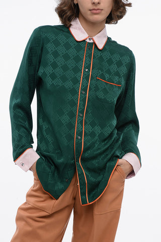 All-Over Monogram Silk Shirt with Breast Pocket