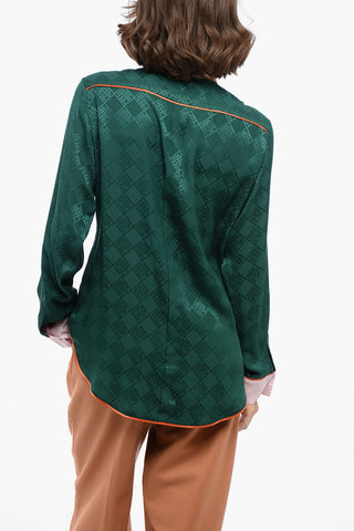 All-Over Monogram Silk Shirt with Breast Pocket