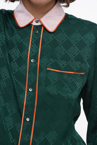 All-Over Monogram Silk Shirt with Breast Pocket