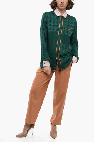 All-Over Monogram Silk Shirt with Breast Pocket
