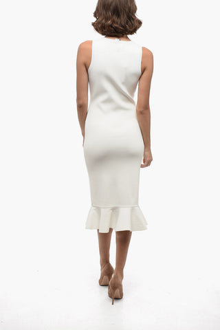 Stretchy Pencil Dress with Flouced Hem